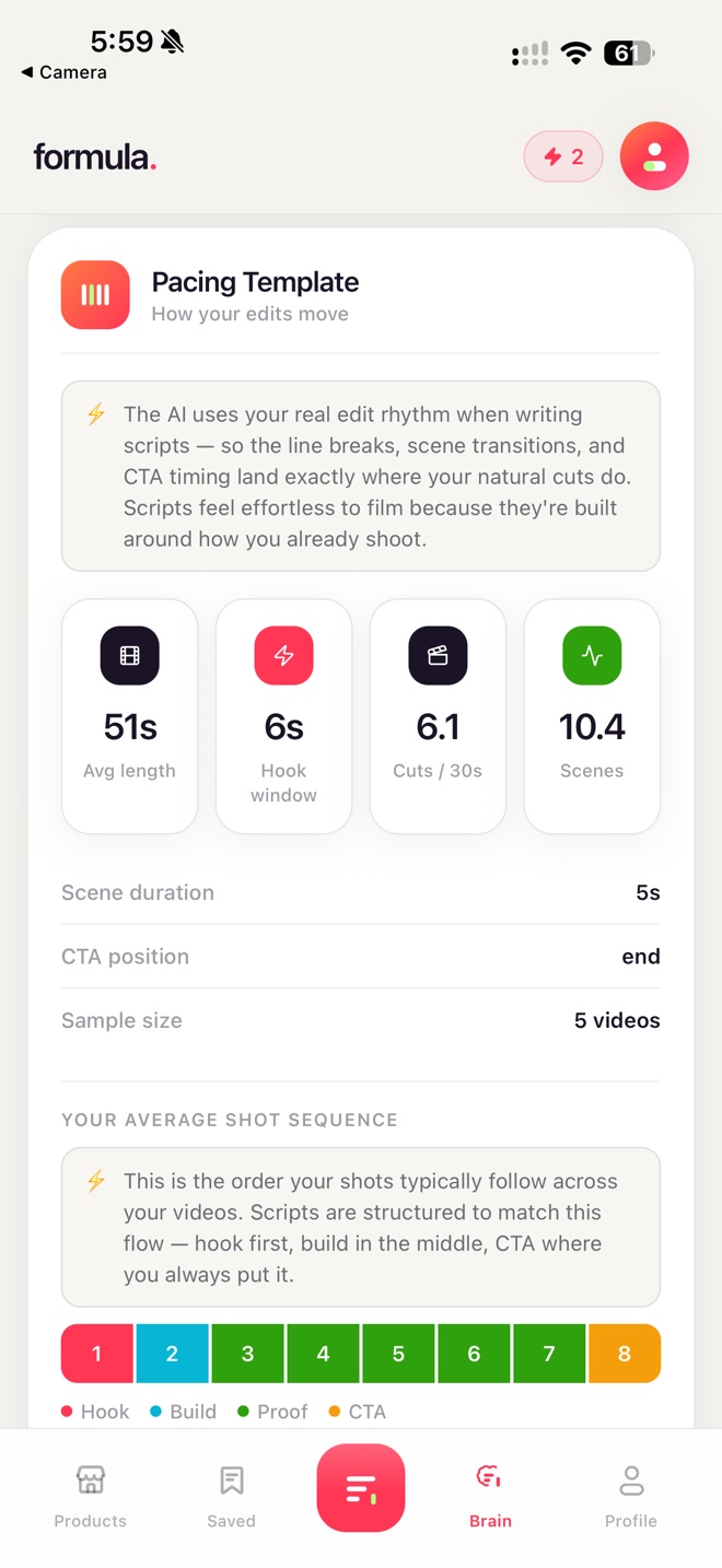 Formula creator brain screen