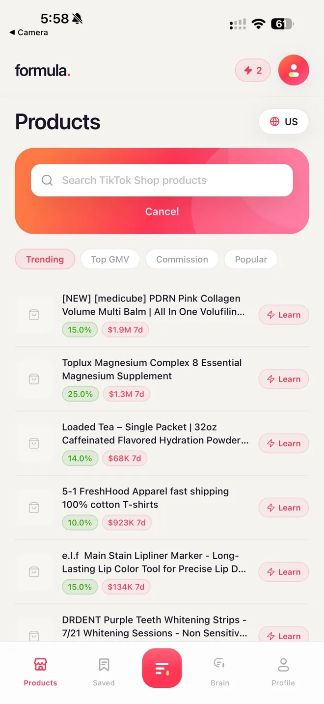 Formula products — commission and GMV