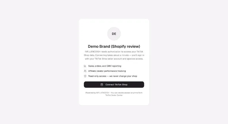 HQ store connection — read-only access to sales, orders, GMV and affiliate creator performance