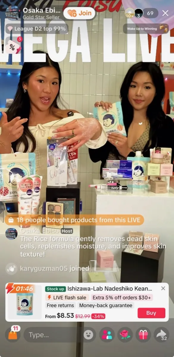 Two hosts on the Osaka live set